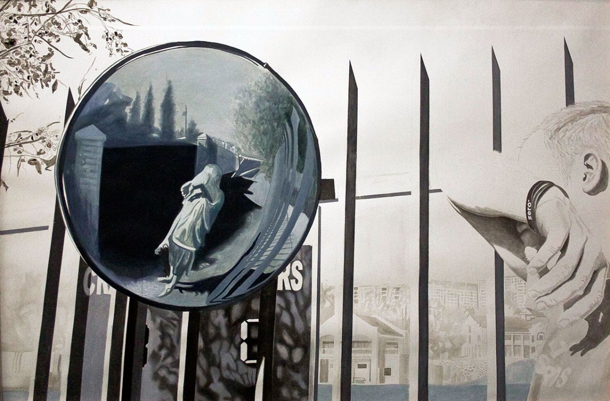 Amber-Jade Geldenhuys. SCHOOL. 2010. MIXED MEDIA DRAWING. 200CM X 150CM