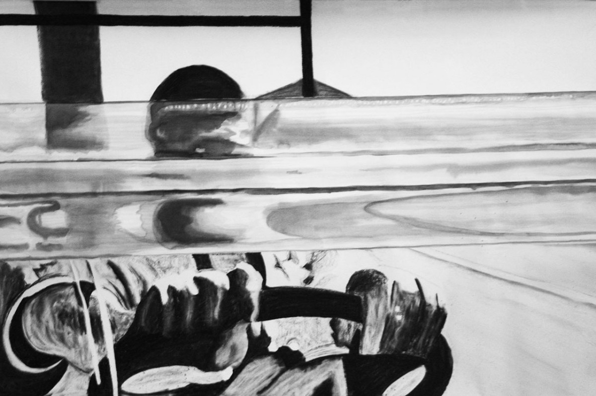 Amber-Jade Geldenhuys. Golf Cart Security. 2008. Mixed media drawing.150cm X 80cm